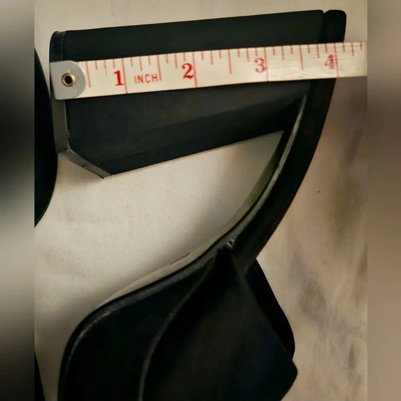 ZARA Y2K Black Satin Leather Square Toe Platform Heels Sz 7.5/ 8 US/38 Eu - Picture 10 of 14